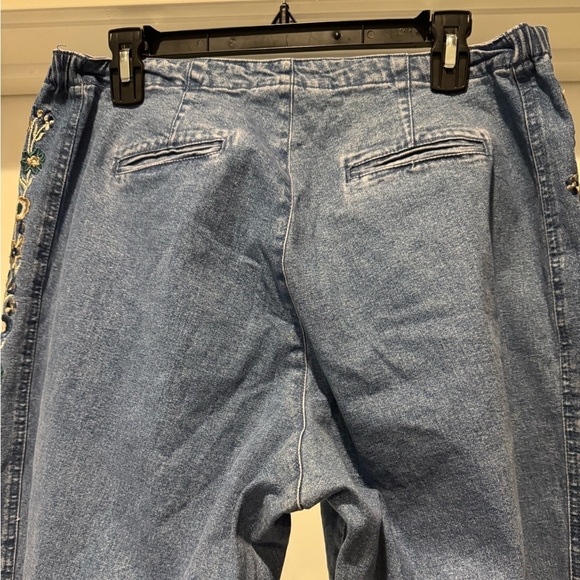 DENIM & CO Embroidered Blue Women Jeans Size L Hippie Floral Festival Boho - Picture 8 of 17